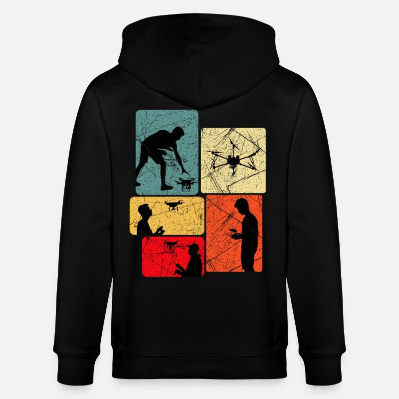 Drones volant dire idée cadeau - Veste à capuche bio CULTIVATOR Stanley/Stella Unisexe - noir