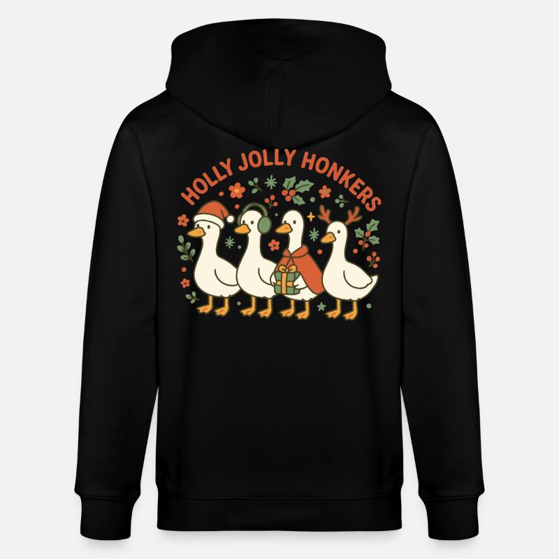 Weihnachtsgans Holly Jolly Honkers Fun Design - Stanley/Stella Unisex Bio-Kapuzenjacke CULTIVATOR  - Schwarz
