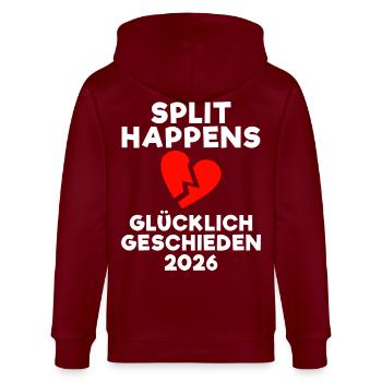 Scheidung 2026 Geschieden Neuanfang Party - Stanley/Stella Unisex Bio-Kapuzenjacke CULTIVATOR  - Burgunderrot - Hinten - Anna (173cm)