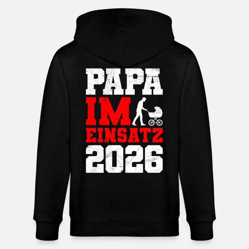 Vaterschaft PAPA IM EINSATZ 2026 LUSTIG - Stanley/Stella Unisex Bio-Kapuzenjacke CULTIVATOR  - Schwarz