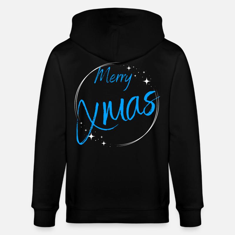 Frohe Weihnachten Script Circle - Stanley/Stella Unisex Bio-Kapuzenjacke CULTIVATOR  - Schwarz