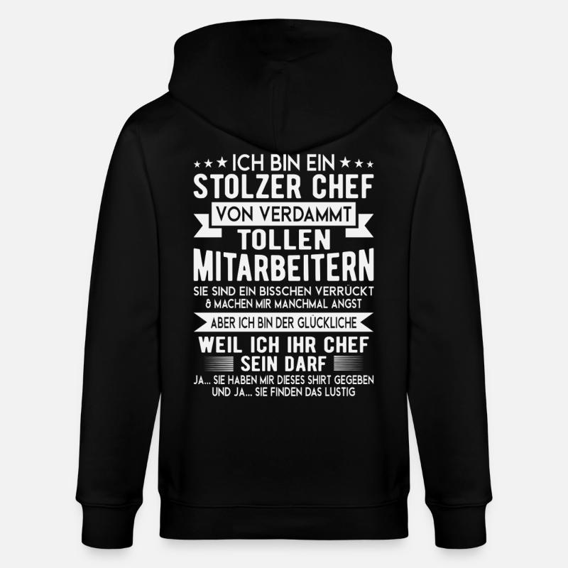 Stolzer Chef Mitarbeiter Spruch Shirt - Stanley/Stella Unisex Bio-Kapuzenjacke CULTIVATOR  - Schwarz