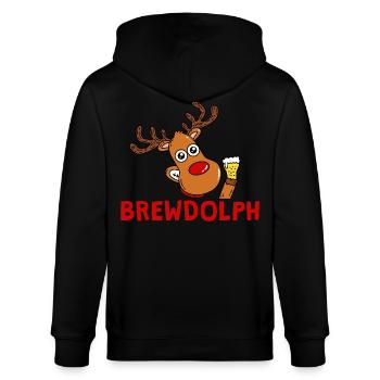 BrewDolph Reindeer Bierheld - Stanley/Stella Unisex Bio-Kapuzenjacke CULTIVATOR  - Schwarz - Hinten - Anna (173cm)