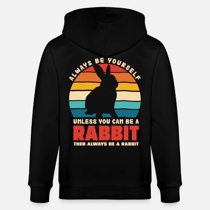 Retro Hasen Spruch Sei Du Selbst - Stanley/Stella Unisex Bio-Kapuzenjacke CULTIVATOR - Schwarz
