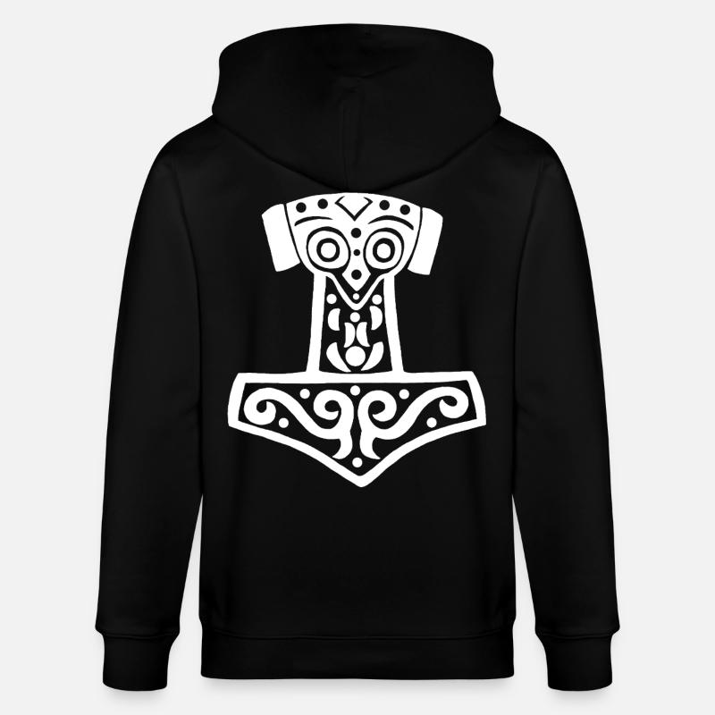 Thors Hammer (weiß) - Stanley/Stella Unisex Bio-Kapuzenjacke CULTIVATOR  - Schwarz