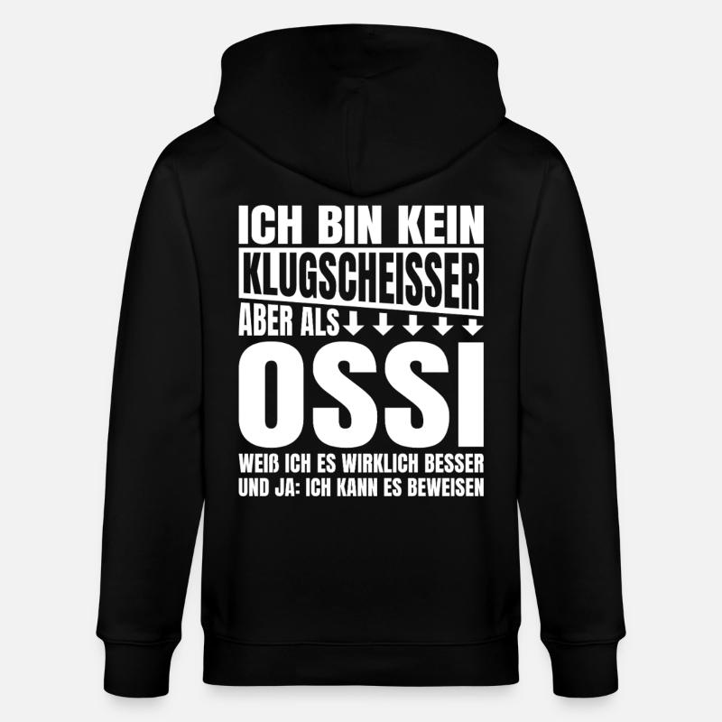 Ich Bin Kein Klugscheisser Ossi - Stanley/Stella Unisex Bio-Kapuzenjacke CULTIVATOR  - Schwarz