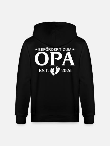 Befördert zum Opa est. 2026 - Stanley/Stella Unisex Bio-Kapuzenjacke CULTIVATOR  - Schwarz