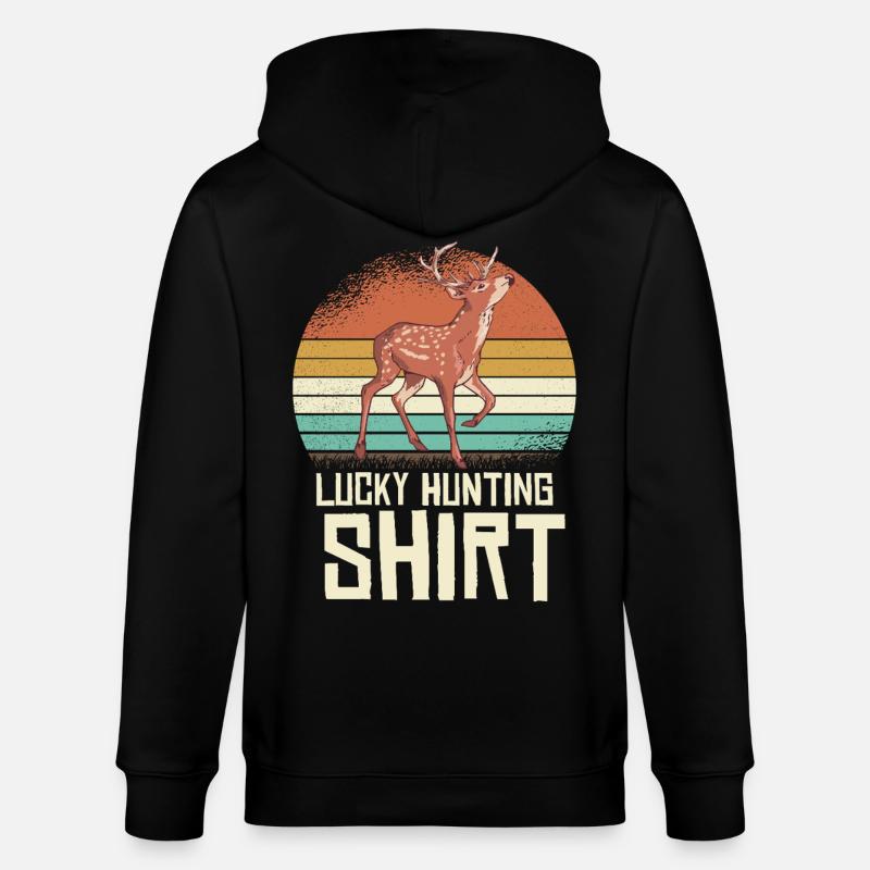 Chemise rétro cerf coucher de soleil - Veste à capuche bio CULTIVATOR Stanley/Stella Unisexe - noir