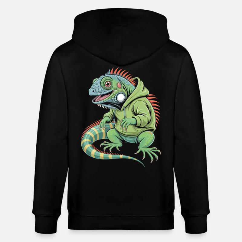Iguane cool avec sweat à capuche - Veste à capuche bio CULTIVATOR Stanley/Stella Unisexe - noir