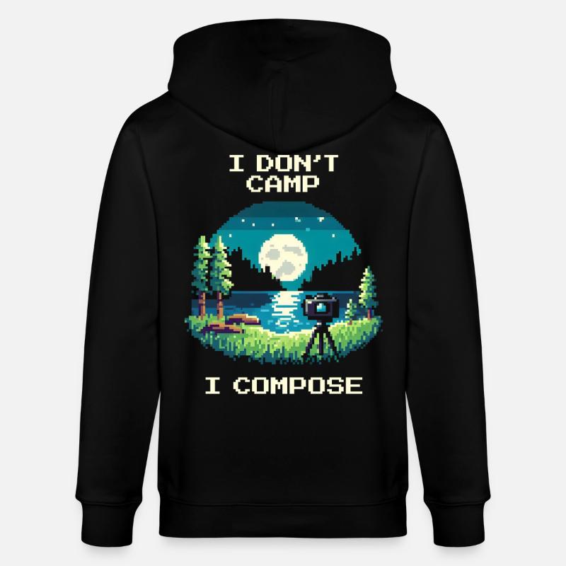 I don't camp, I compose | Composition - Stanley/Stella CULTIVATOR Unisex Organic Hooded Jacket - black