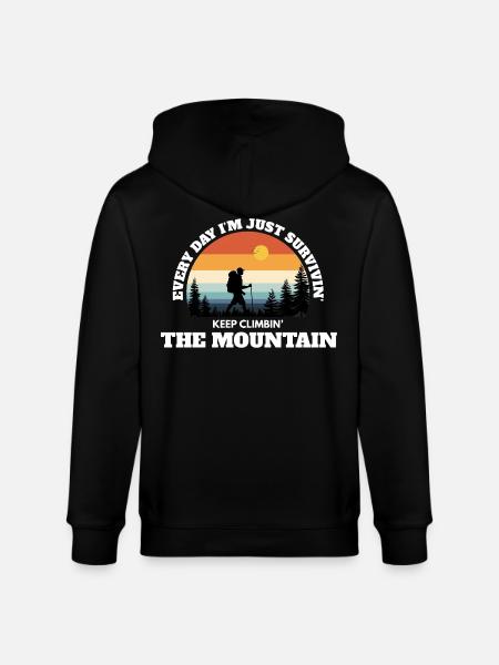 Keep Climbing The Mountain – Deep Adventure Sunset - Stanley/Stella CULTIVATOR Unisex Organic Hooded Jacket - black