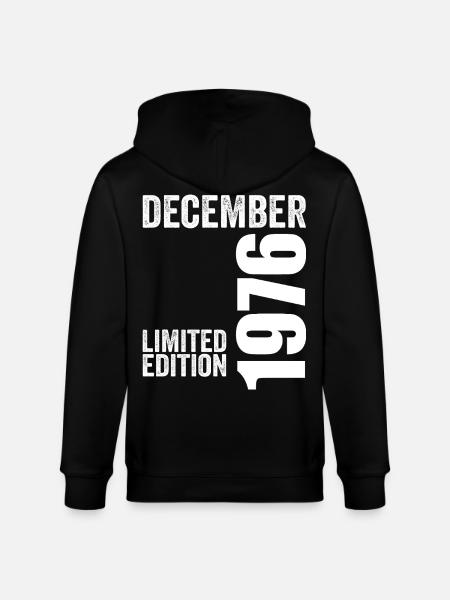 Retro Birthday Gift - December 1976 - Stanley/Stella CULTIVATOR Unisex Organic Hooded Jacket - black