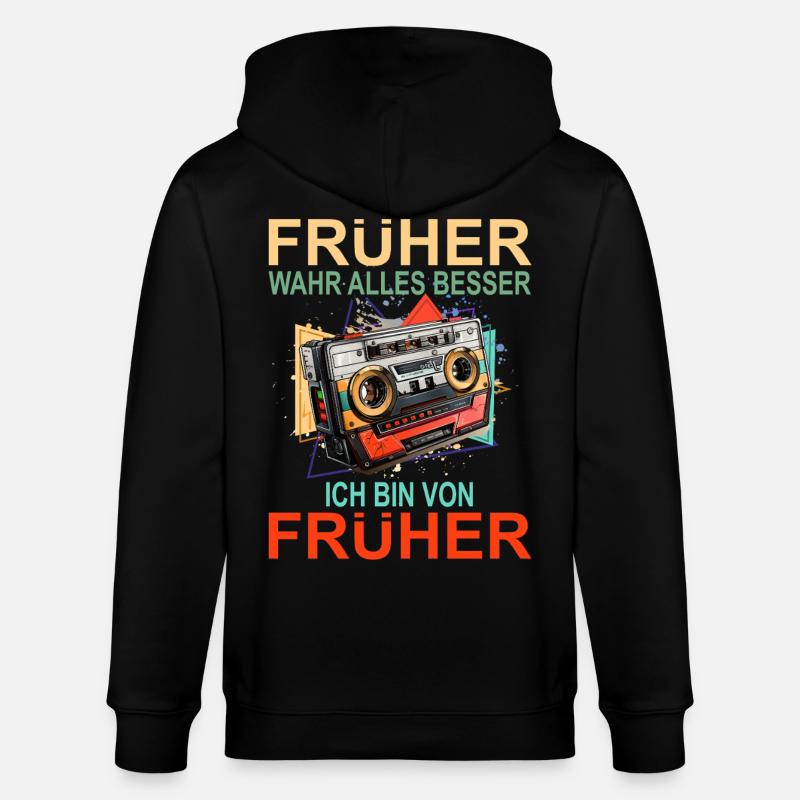 Früher war alles besser - Stanley/Stella Unisex Bio-Kapuzenjacke CULTIVATOR  - Schwarz