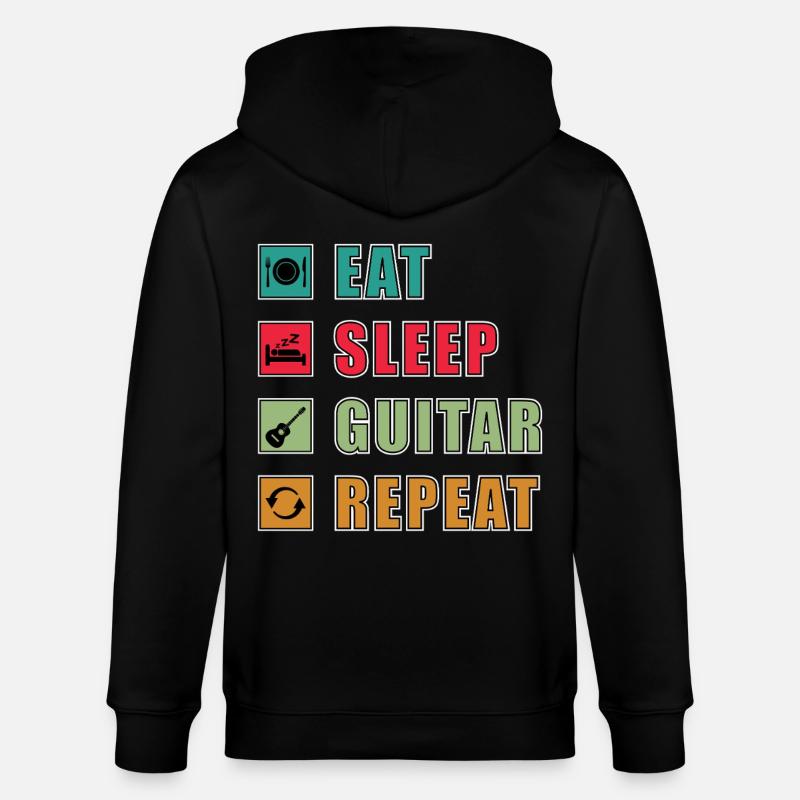 Eat Sleep Guitar Repeat - Veste à capuche bio CULTIVATOR Stanley/Stella Unisexe - noir