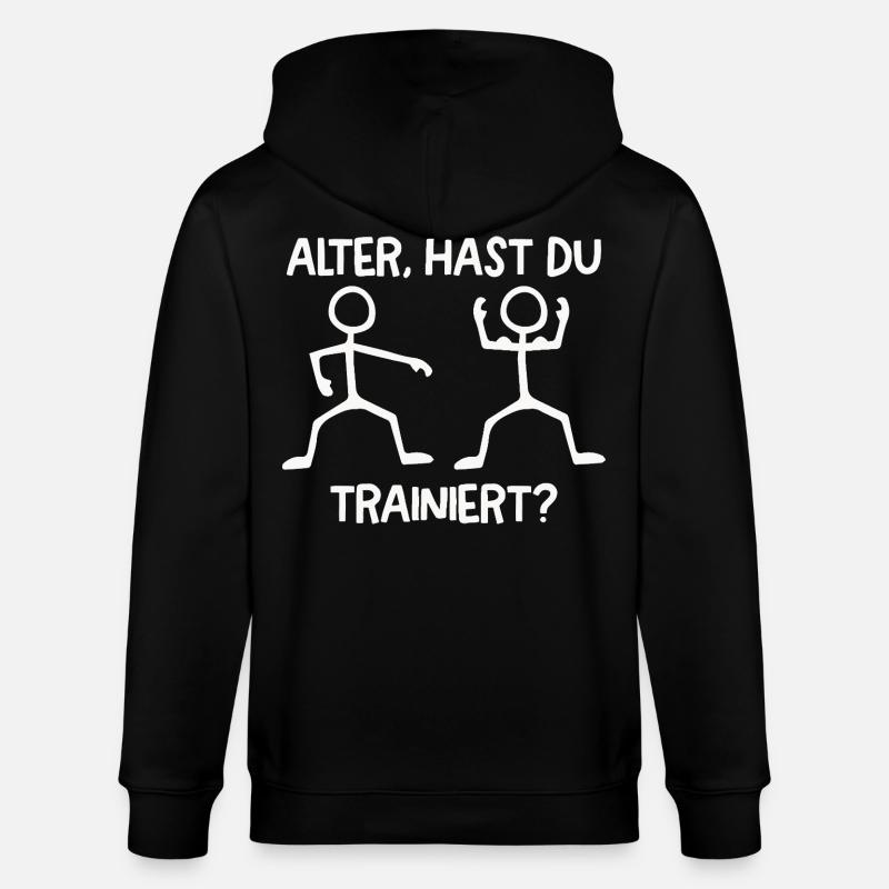 Strichmännchen HAST DU TRAINIERT Lustiges - Stanley/Stella Unisex Bio-Kapuzenjacke CULTIVATOR - Schwarz