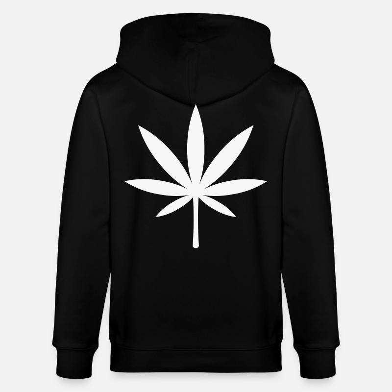 Cannabis / Marijuana / Hemp Leaf (White) - Stanley/Stella CULTIVATOR  Unisex Organic Hooded Jacket - black