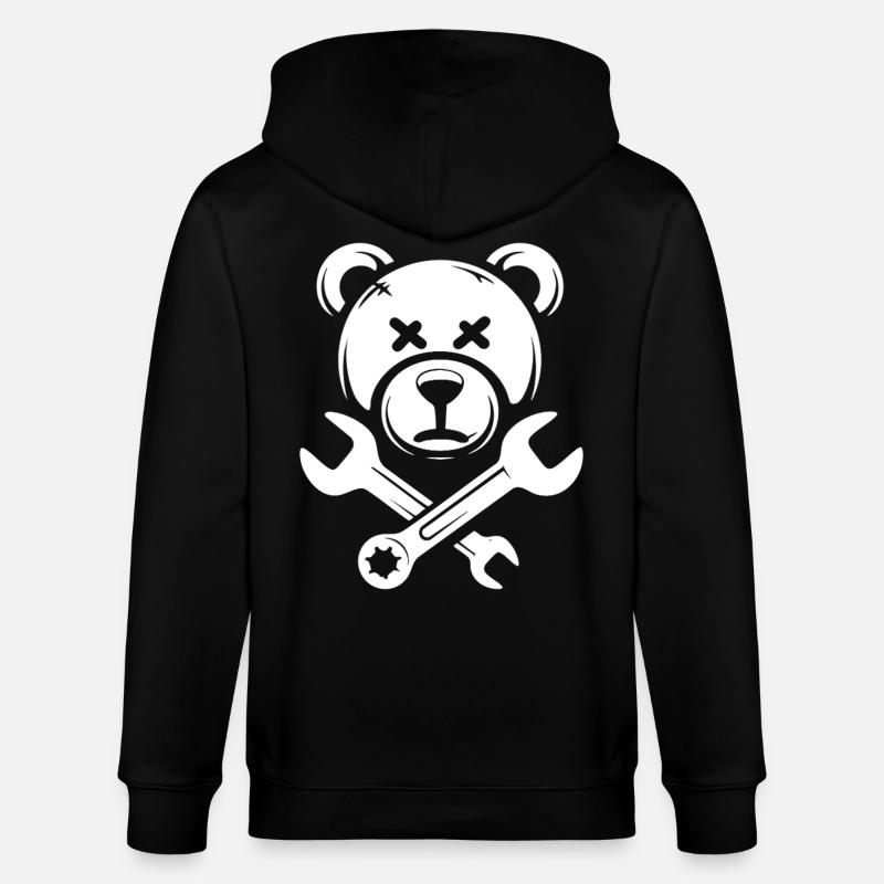Crâne d’ours avec clés croisées - Veste à capuche bio CULTIVATOR Stanley/Stella Unisexe - noir