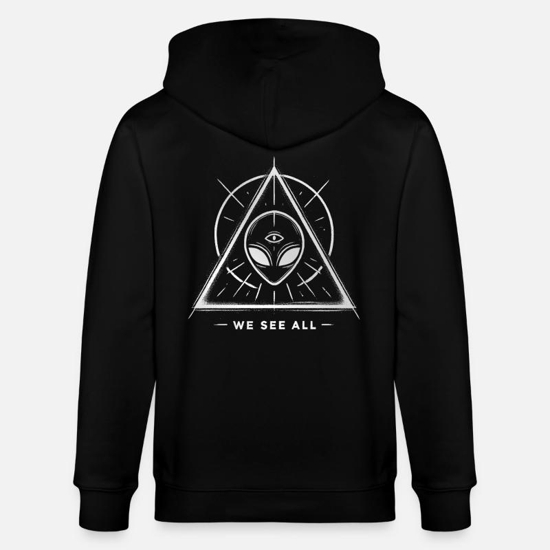 OVNI Alien Oeil Sigil Triangulaire - Veste à capuche bio CULTIVATOR Stanley/Stella Unisexe - noir