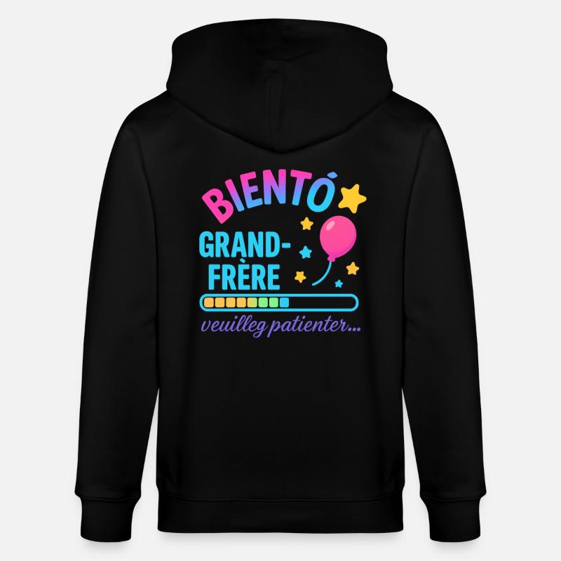 Bald wartet ein großer Bruder - Stanley/Stella Unisex Bio-Kapuzenjacke CULTIVATOR  - Schwarz