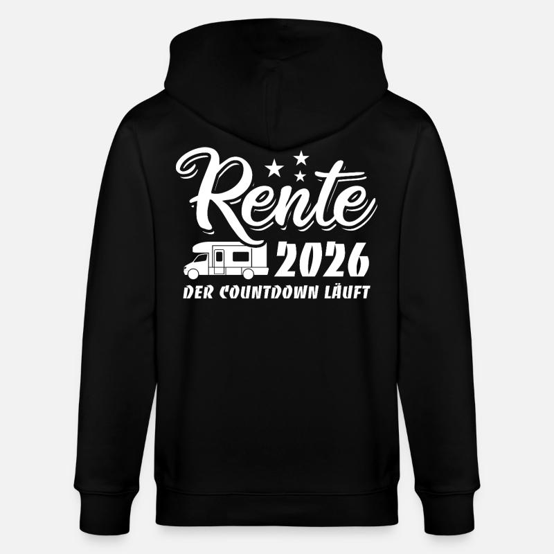 Rente 2026 - Der Countdown läuft - Camper - Stanley/Stella Unisex Bio-Kapuzenjacke CULTIVATOR  - Schwarz