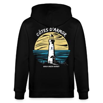 Côtes-d'Armor 22 Bretagne Littoral Sauvage Phare - Veste à capuche bio CULTIVATOR Stanley/Stella Unisexe - noir - Dos - Anna (173cm)