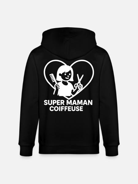 Super maman coiffeuse – Cœur coiffure - Veste à capuche bio CULTIVATOR Stanley/Stella Unisexe - noir