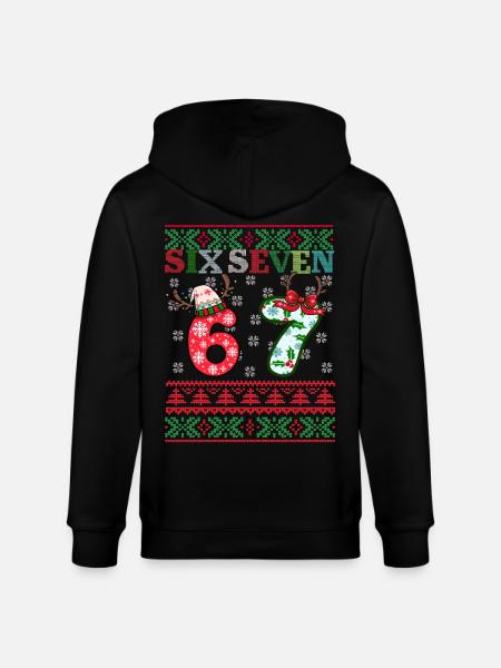 67 Christmas Funny Six Seven Meme - Stanley/Stella CULTIVATOR  Unisex Organic Hooded Jacket - black