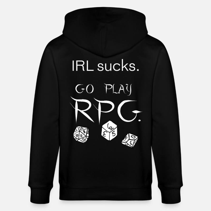 IRL sucks go play RPG (blanc) - Veste à capuche bio CULTIVATOR Stanley/Stella Unisexe - noir