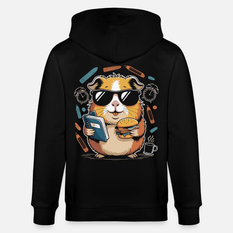 Buchheld Hamster mit Burger - Stanley/Stella Unisex Bio-Kapuzenjacke CULTIVATOR  - Schwarz