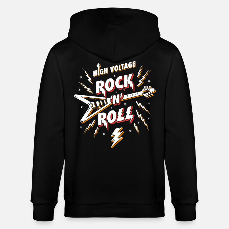 Hochspannungs-Rock'n'Roll-Gitarre - Stanley/Stella Unisex Bio-Kapuzenjacke CULTIVATOR  - Schwarz