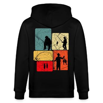 Silhouettes de pêche Look rétro - Veste à capuche bio CULTIVATOR Stanley/Stella Unisexe - noir - Dos - Anna (173cm)