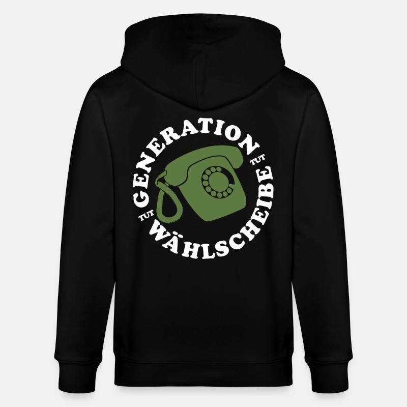 Generation Wählscheibe Festnetz Telefon - Stanley/Stella Unisex Bio-Kapuzenjacke CULTIVATOR  - Schwarz