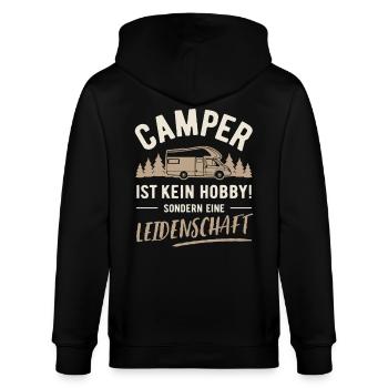Camper | Kein Hobby sondern Leidenschaft - Stanley/Stella Unisex Bio-Kapuzenjacke CULTIVATOR  - Schwarz - Hinten - Anna (173cm)