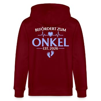 Befördert zum Onkel 2026 Babyparty - Stanley/Stella Unisex Bio-Kapuzenjacke CULTIVATOR  - Burgunderrot - Hinten - Anna (173cm)