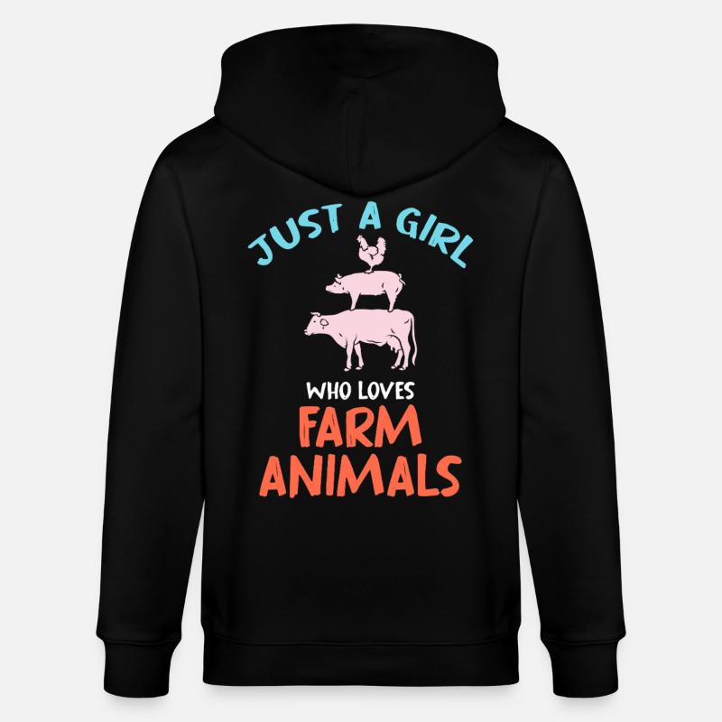 Nur ein Mädchen liebt Hoftiere - Stanley/Stella Unisex Bio-Kapuzenjacke CULTIVATOR  - Schwarz