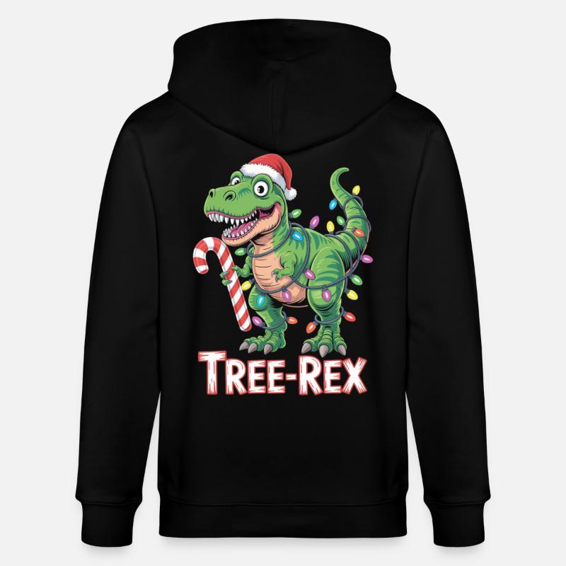 Tree-Rex – T-Rex mit Zuckerstange & Lichtern - Stanley/Stella Unisex Bio-Kapuzenjacke CULTIVATOR  - Schwarz