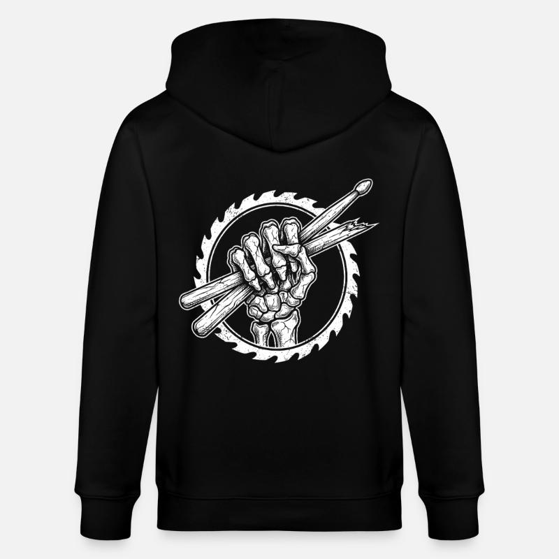 Main squelette avec baguettes de batterie - Veste à capuche bio CULTIVATOR Stanley/Stella Unisexe - noir