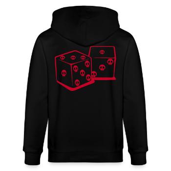 Mit Würfeln spielen (rot) - Stanley/Stella Unisex Bio-Kapuzenjacke CULTIVATOR  - Schwarz - Hinten - Anna (173cm)