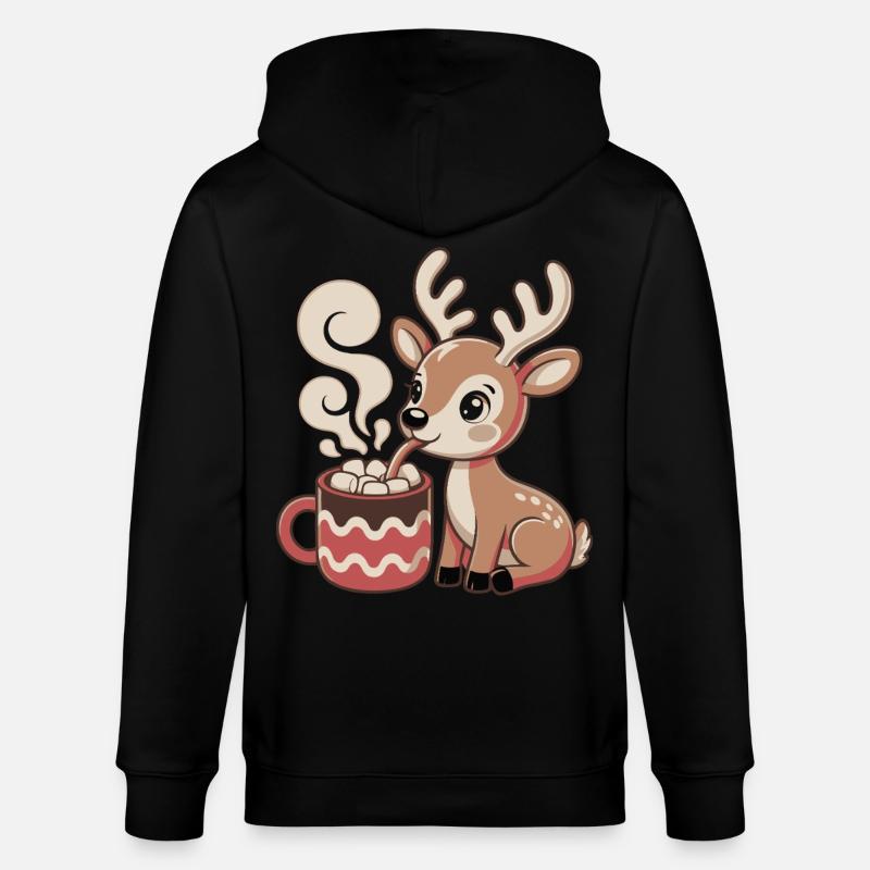 Le cerf câlin boit du cacao - Veste à capuche bio CULTIVATOR Stanley/Stella Unisexe - noir