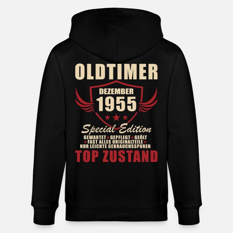 Oldtimer Dezember 1955 Special Edition - Stanley/Stella Unisex Bio-Kapuzenjacke CULTIVATOR  - Schwarz