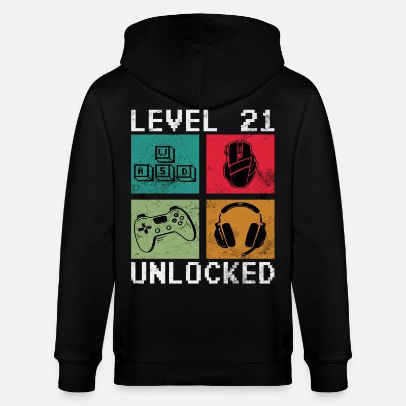 Level 21 Unlock Retro-Gaming - Stanley/Stella Unisex Bio-Kapuzenjacke CULTIVATOR  - Schwarz