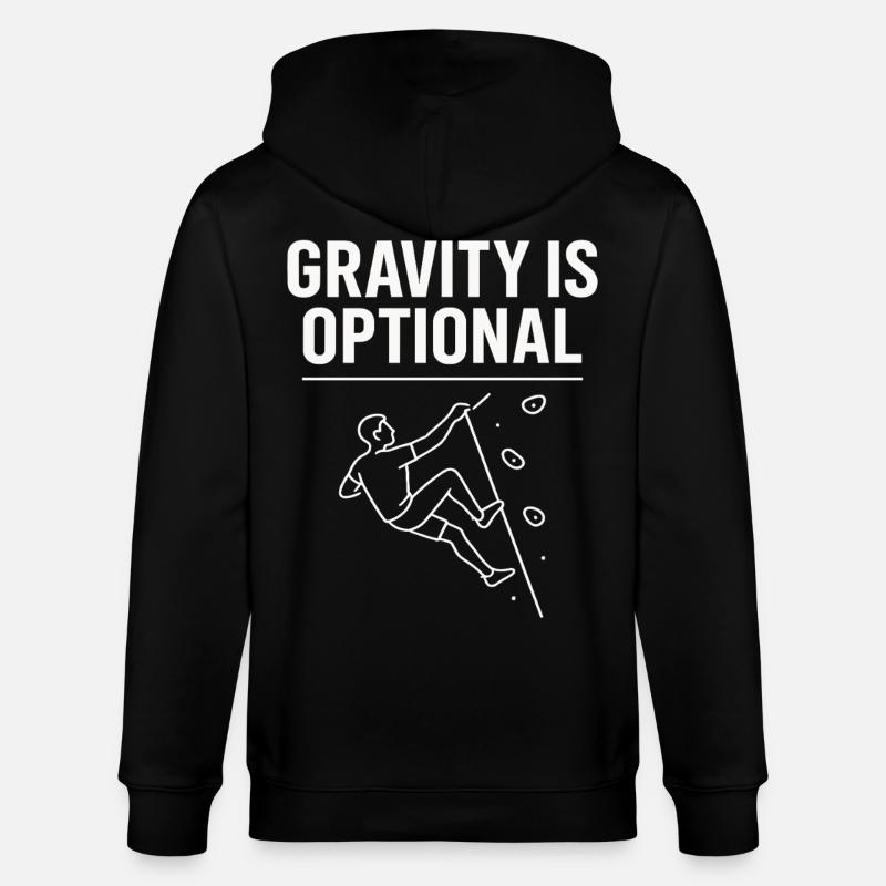 Gravity is optional climbing statement - Stanley/Stella CULTIVATOR Unisex Organic Hooded Jacket - black