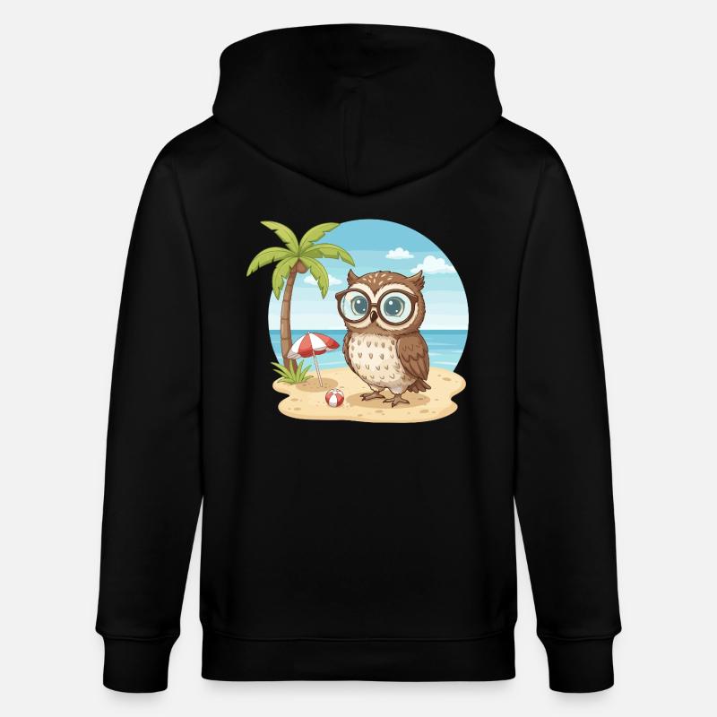 Süße Eule mit Brille Strandsommerferien - Stanley/Stella Unisex Bio-Kapuzenjacke CULTIVATOR  - Schwarz