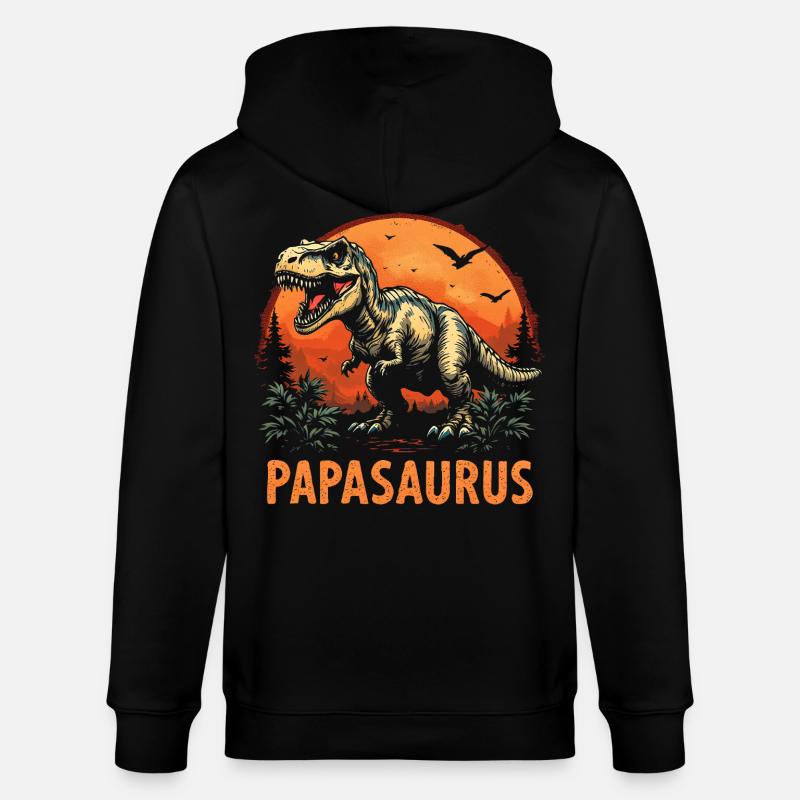 Papasaurus Bester Papa starker Vater Geschenk - Stanley/Stella Unisex Bio-Kapuzenjacke CULTIVATOR - Schwarz