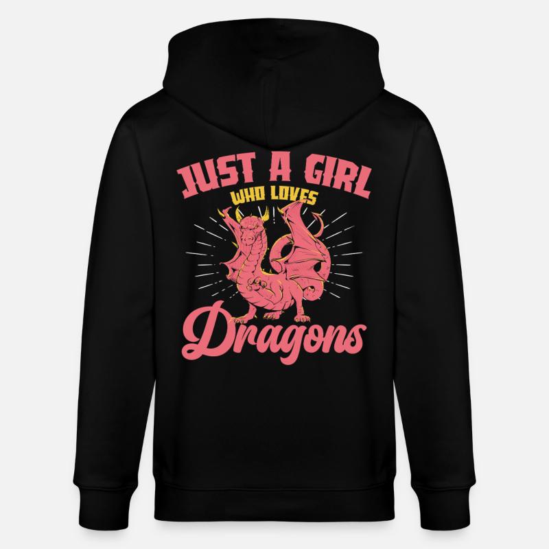 Nur ein Mädchen liebt Drachen - Stanley/Stella Unisex Bio-Kapuzenjacke CULTIVATOR  - Schwarz