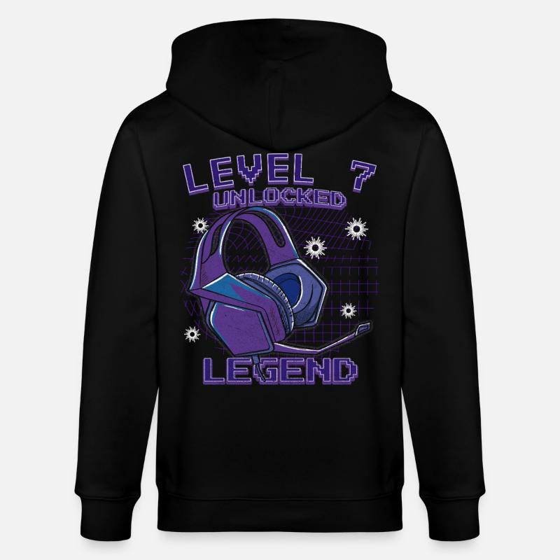 Level Unlocked Kopfhörer Neon - Stanley/Stella Unisex Bio-Kapuzenjacke CULTIVATOR  - Schwarz
