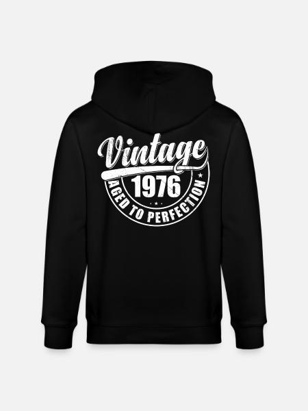 Födelsedagspresent 1976 Årgång 1976 Retro 1976 - Ekologisk luvjacka CULTIVATOR unisex från Stanley/Stella - svart