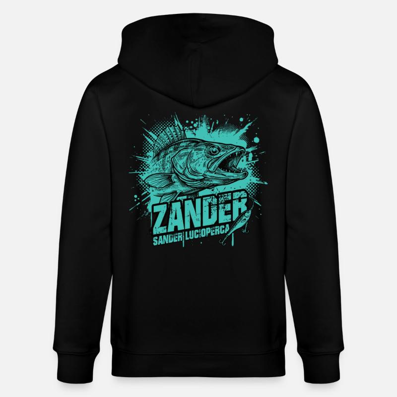 Zander Angler : Le chasseur de prédateurs - Veste à capuche bio CULTIVATOR Stanley/Stella Unisexe - noir