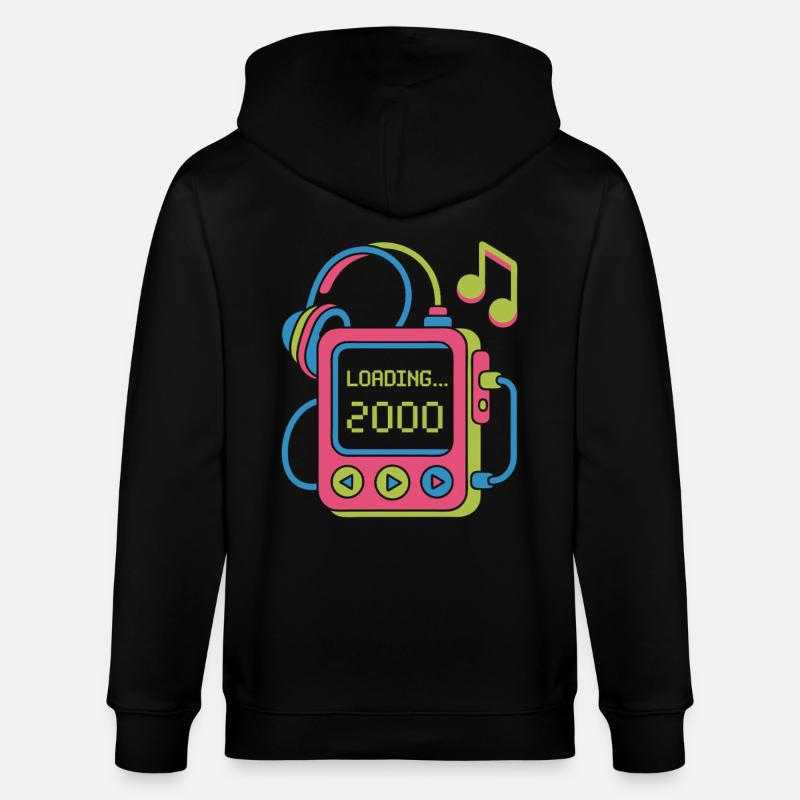 Retro MP3 Player 2000er Musikdesign bunt - Stanley/Stella Unisex Bio-Kapuzenjacke CULTIVATOR - Schwarz