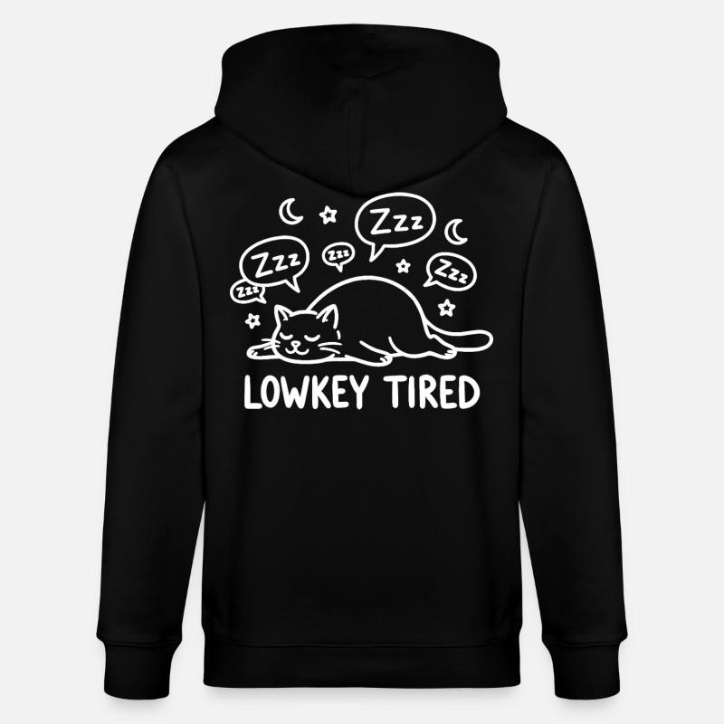 Lowkey Tired Sleeping Cat - Stanley/Stella CULTIVATOR  Unisex Organic Hooded Jacket - black